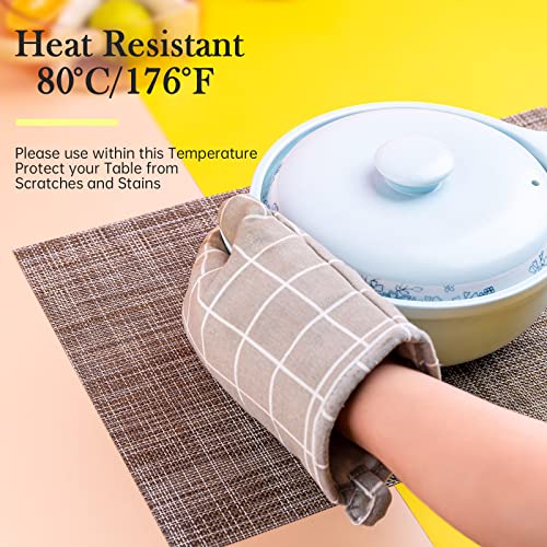 Hgmo Placemats Set Of 8 Washable Indoor/Outdoor Vinyl Place Mats For Dining Table Durable Pvc Weave Table Mats(Cappuccino) #TOP3