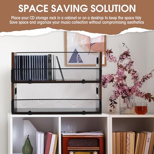Geelin 2 Pcs Wooden Cd Storage Box with Carry Handles, Retro Holder by Geelin - Image 6