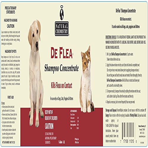 Natural Chemistry De Flea Concentrate Flea and Tick Shampoo, 1Gallon