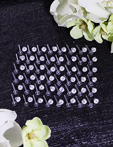 Ocptiy Clear Plastic Earring Stud Retainer Set Acrylic Silicone Invisible Earrings Post 20G Bioflex Flat Ear Tragus Cartilage Helix Earring Pin Ring Spacers Piercing Jewelry Men Women Girl Work Sport #TOP2