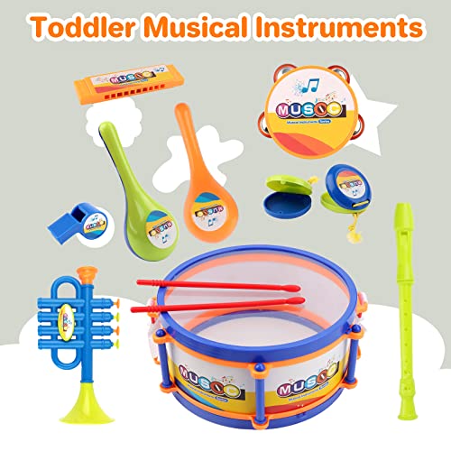Deao Drum Set For Kids With 2 Drum Sticks And Microphone, Musical Instruments Playset, Birthday Gift For 3-12 Years Old Boys And Girls, Toddler Toys #TOP1