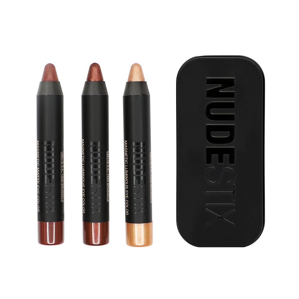 Nudestix Mini Nude Metallic Berry Eye Kit – 3-Piece Cream Eyeshadow & Eyeliner Pencil Set for Long-Wear Color | Rich Berry Tones with Metallic Finish