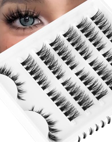 Onlyall Manga Cluster Lashes Individual Eyelashes Manhua Natural False Eyelash Extension Anime Cat Eye 3D Lash Wispy&Fluffy DIY Reusable-D57