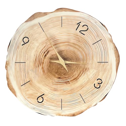 UncleS Reloj De Pared Granos Madera con Casas Granjas Tocones Tocón Diseño Anual Anillos para La Sala Estar Batería La Oficina Reloj Pared Dormitorio