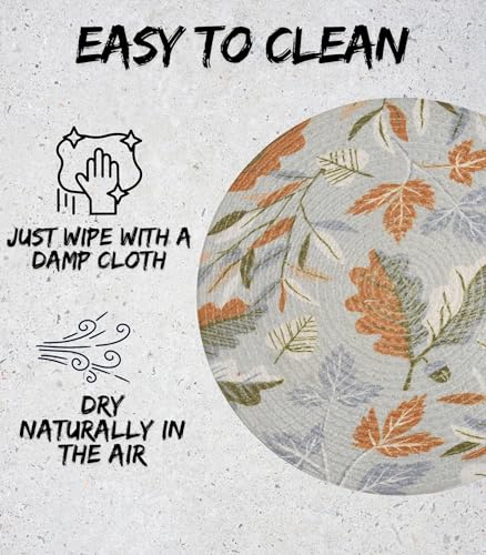 Image of LaVichitra Cotton Table Placemat | Dining Table Mat | Bed Side Table Mat | Cotton Round Shape Placemats | Washable PlaceMat for Shelves & Plant Pots - Pack of 2, Autumn Theme