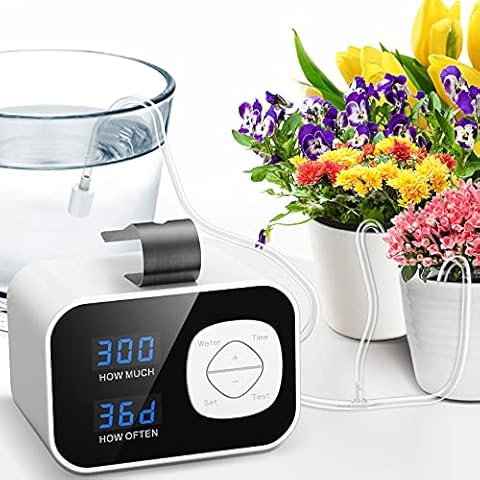 Kollea Automatic Watering System, Indoor Plant Self Watering System Automatic Drip Irrigation Kit with 60-Day Programmable Timer, LED Display & USB Power, Indoor Irrigation System for Potted Plants Cover