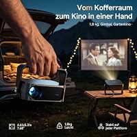 iSinbox Smart Beamer 4K Heimkino mit Netflix, Outdoor Projektor mit 2x15W Dolby Audio, 360° Drehständer,Autofokus,6D Trapezkorrektur,1500 ANSI Projector Mobiler Für Wohnzimmer, Garten – Ansicht 7