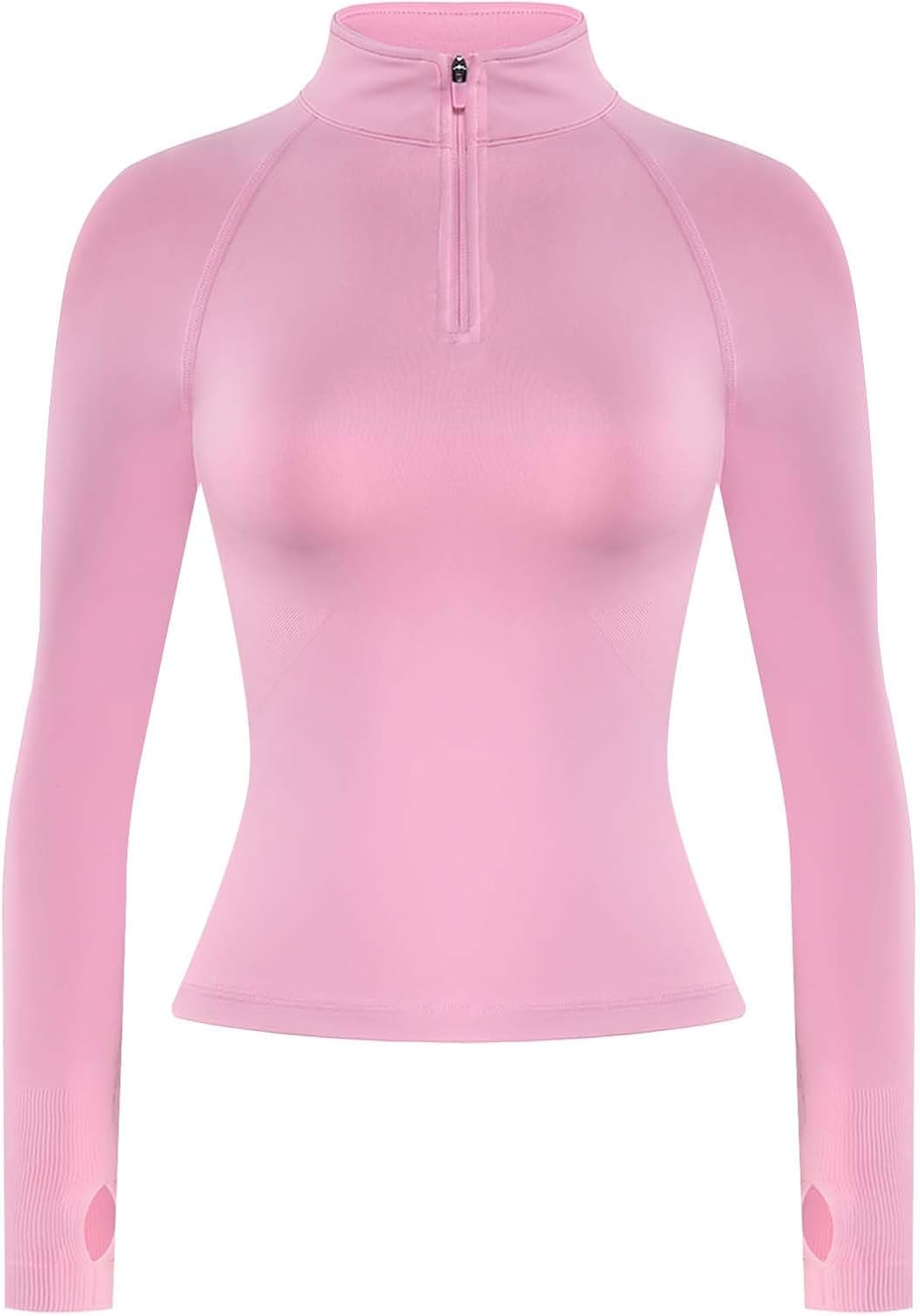 AUROLA Influence Workout Jacket for Women, Half Zip Cropped Slim Fit Long Sleeve Yoga Jackets Athletic Top with Thumb Holes