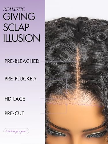 Image of LUVME HAIR Kinky Curly 5X5 Lace Front Wigs All-Day Comfort Wig Human Hair Curly Hair glueless wigs human hair pre plucked pre cut long black wig lace closure wigs frontal wigs human hair