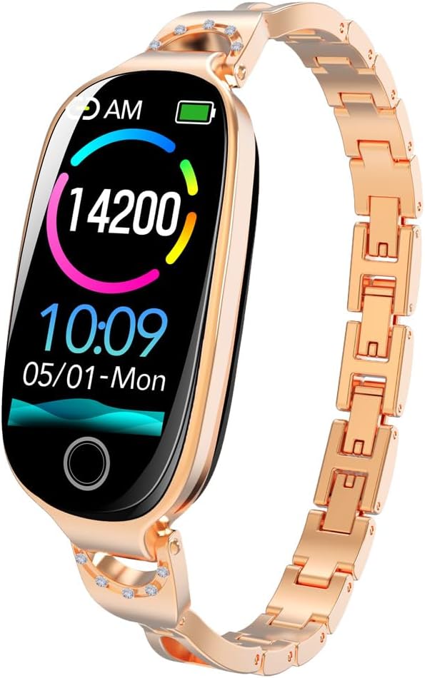 Fitness Tracker Watch Fashionable Women's Smartwatch Female Menstrual Period Reminder - Heart Rate and Blood Pressure Monitoring IP67 Waterproofing USB Magnetic Charging (Style 1)