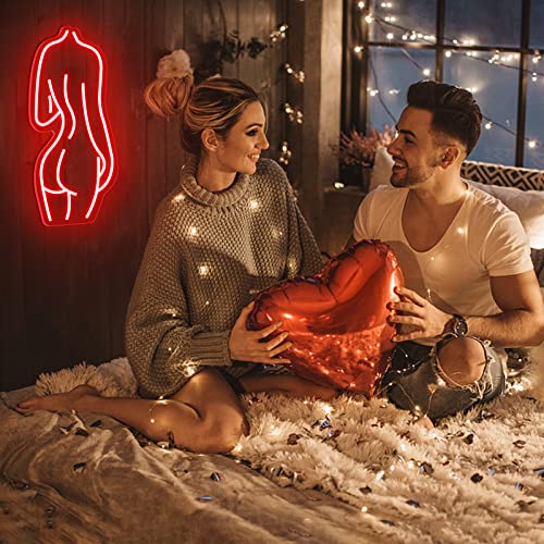 Lady Back Neon Signs Led Neon Lights Decorative Light Sign Bedroom Man Cave Room Bar Garage Club Gaming Living Room Party Wall Art Decoration 16.6X9 Inch -Red #TOP5