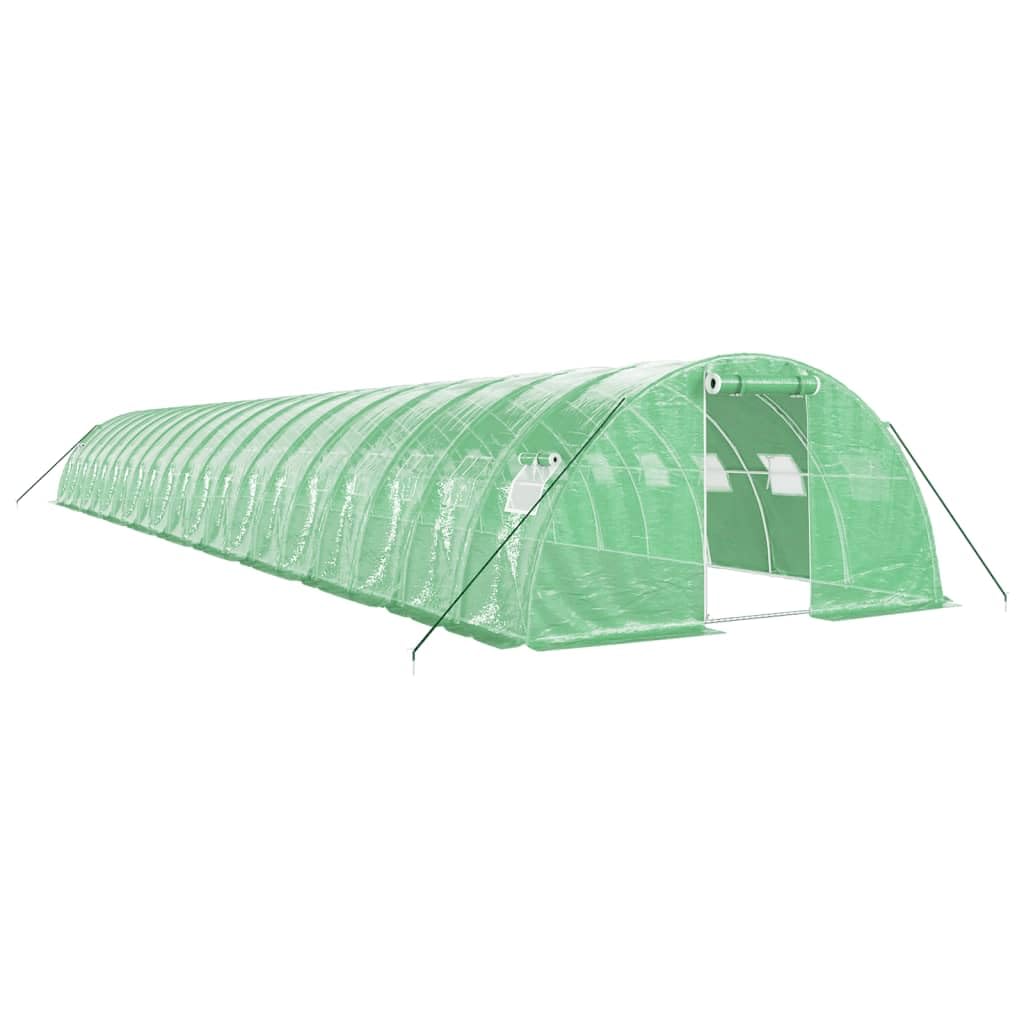 vidaXL Invernadero con Estructura de Acero, Invernáculo con Ventanas Puerta, Túnel de Cultivo, Vivero para Plantas, Verde 80 m² 20x4x2 m