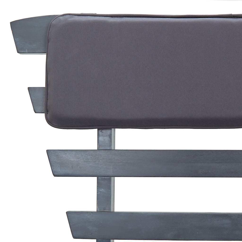 Banco de jardín de madera de acacia 2 en 1, 190 cm, gris, con cojines, banco plegable con laterales ajustables y fundas de almohada extraíbles