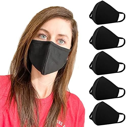 comfso 5 Pack Reusable Washable Soft Face Masks with Nose Bridge Wire Breathable Dust proof Cotton for Teens Boys Girls Adult Women Men Outdoor