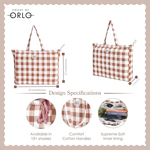 Image of Premium Cotton Waffle Quilted Tote Bag, Large Spacious Handbag for College, Office, Work, Travel, Shopping & Daily Use