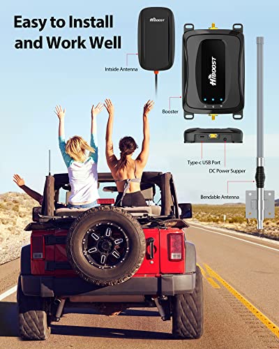 HiBoost Cell Phone Booster for Trucks - Cell Phone Signal Booster with Bendable Antenna Boosts 4G LTE 5G Surpport All U.S. Carriers - Verizon AT&T T-Mobile Sprint & More | APP Control FCC Approved - Thumbnail 4