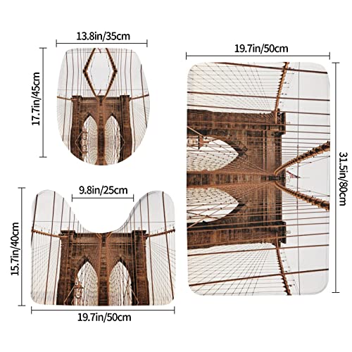 Photo Of Brooklyn Bridge Print Rug Mats Pads Badvorleger Badteppich Set 3-teilig + Konturteppich + Toilettendeckelbezug – Bild 3