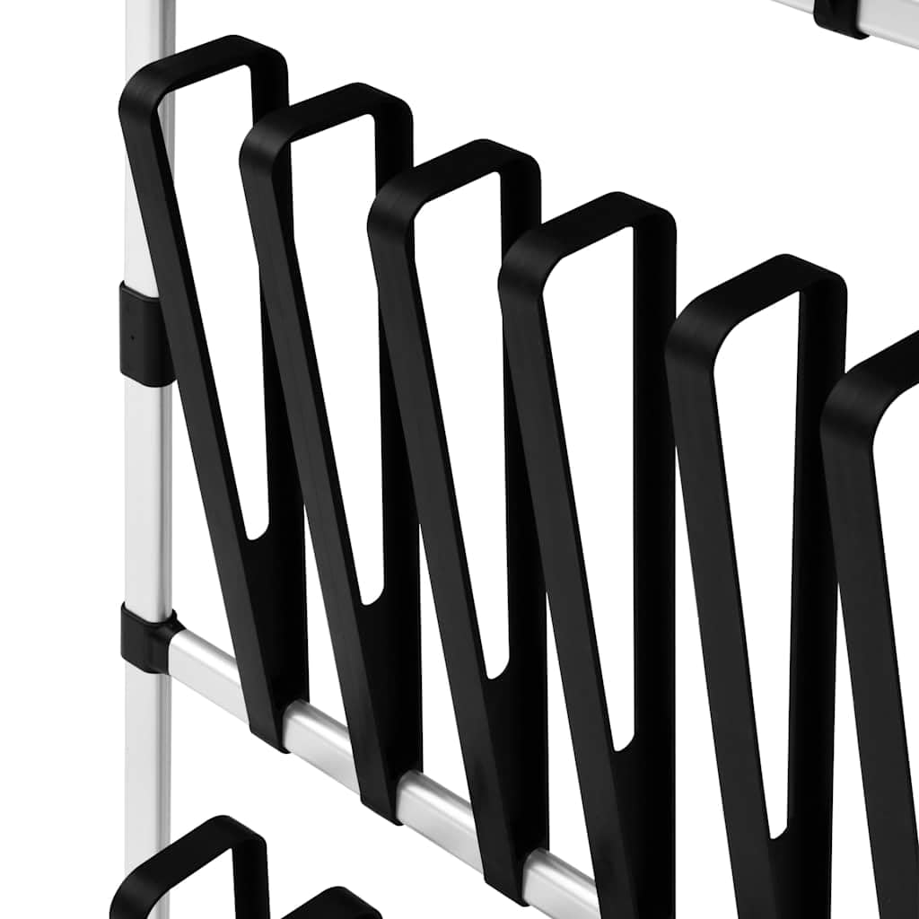 Teleskop-Schuhregal deckenhoch aus Aluminium, Schuhständer höhenverstellbar 250-300 cm, Schuhaufbewahrung für 30 Paar Schuhe und 6 Paar Stiefel, Platzsparendes Ordnungssystem, Silber