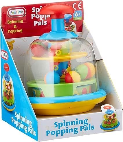 A2Z Spinning Popping Pals Push and Spin Baby Activity Toy Colourful Character Dome with Rolling Balls Interactive Sensory Learning Toy for Toddlers 25.4cm One Size Plastic