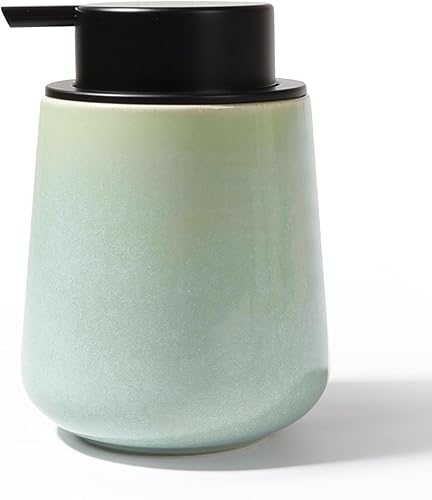 BosilunLife Dispensador de jabón de manos  Dispensador de jabón de cerámica para platos para baño, dispensador de jabón líquido recargable de 12