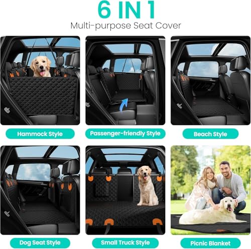 Image of Dog Car Seat Extender with Hard Bottom and Mesh Window, Waterproof Backseat Protector for Car, SUV, Truck Travel and Camping