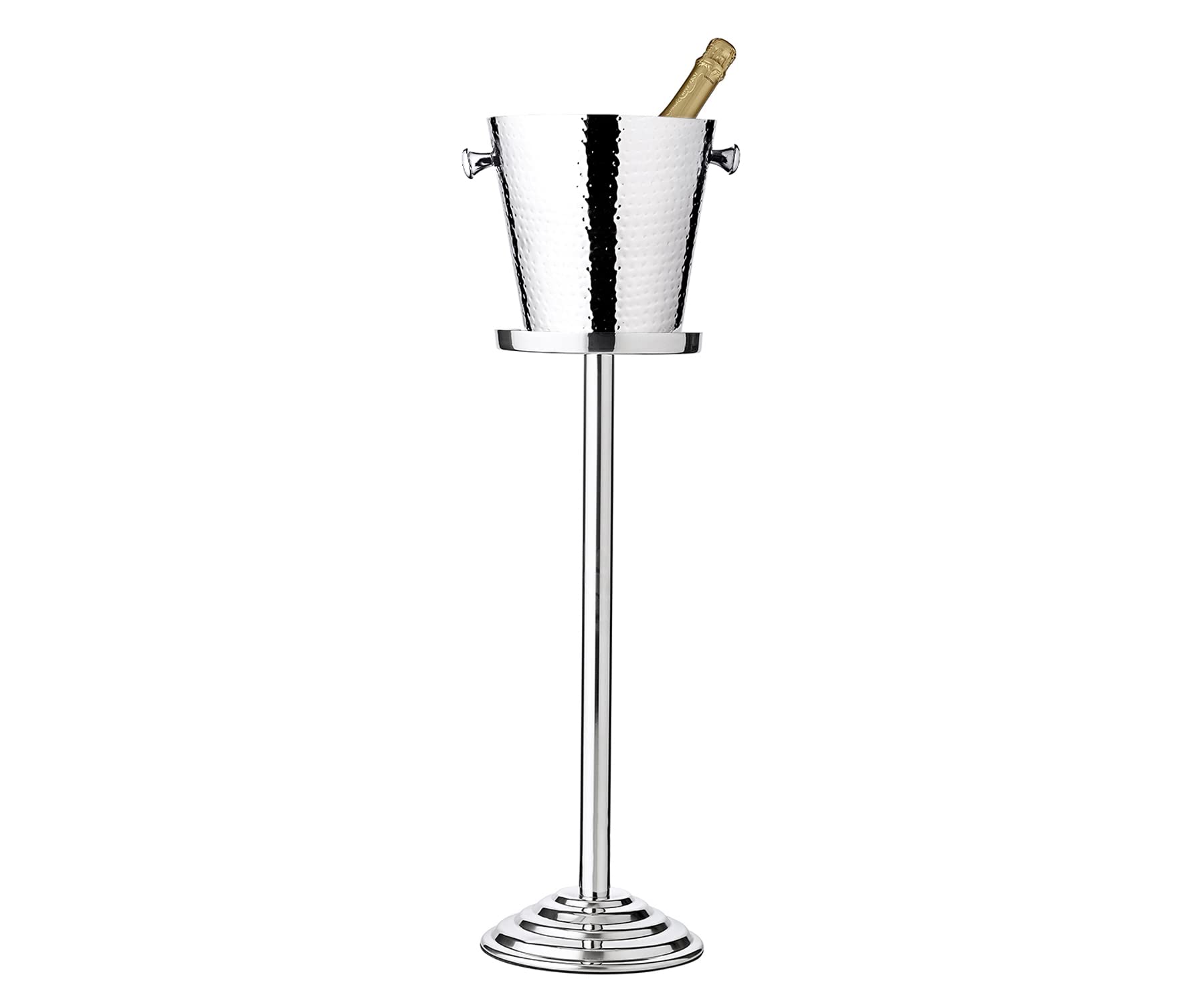 EDZARD Secchiello per vino Capri color oro con supporto (H 83 cm, Ø 22 cm), acciaio inox a doppia parete, decorato, con manici, per 1 bottiglia – secchiello per spumante