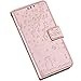 Produktbild Jinghuash Kompatibel mit Samsung Galaxy S10 Plus Hülle,HandyHülle Premium PU Leder Kirschblüte Katze Muster Handytasche Lederhülle Brieftasche Wallet Flip Case Etui Tasche Schutzhülle,Roségold