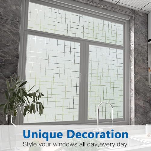Image of WISDOM Privacy Window Film Sticker(16x84 in) Decorative Plus Frosted Vinyl Film