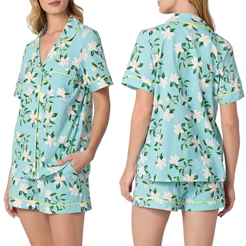 Image of Bed Head PJs Womens Matching Pajamas - Soft Organic Short Sleeve Button Down PJ Shirt & Shorts Set - Sleepwear & Loungewear