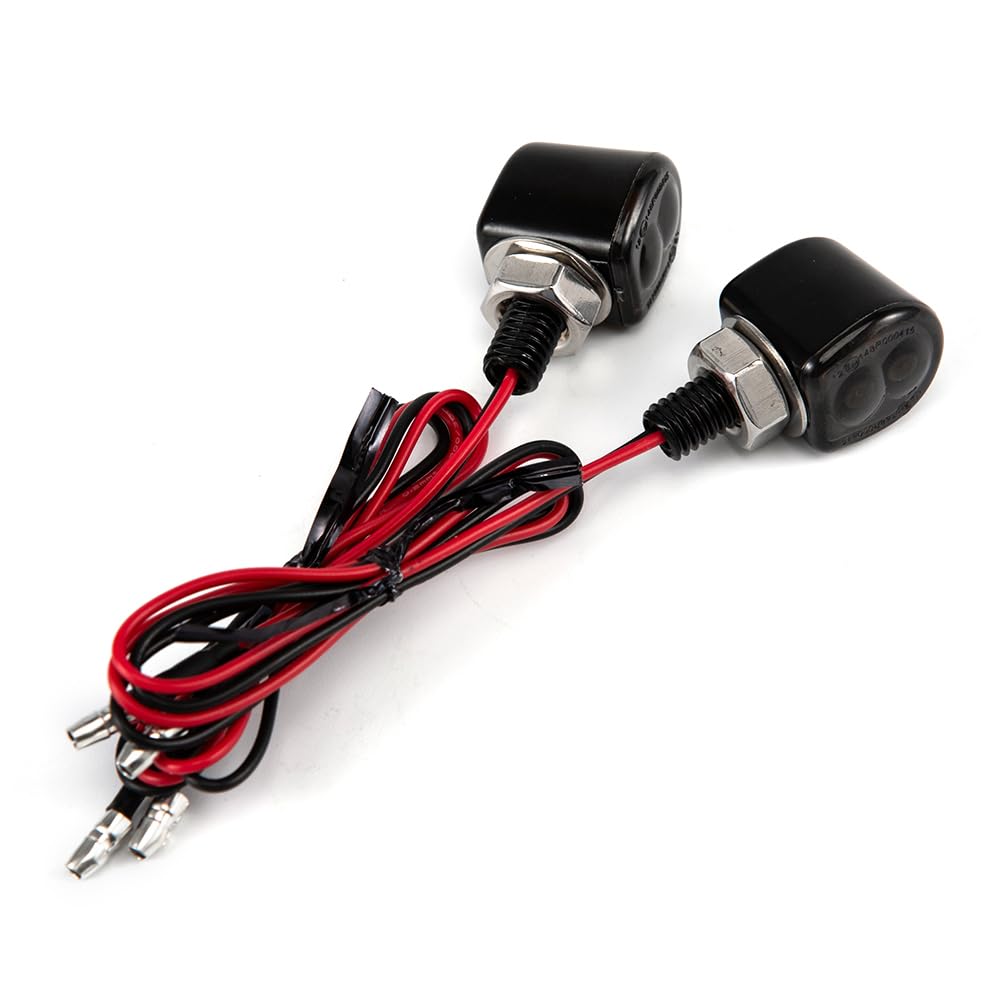 Mini LED moto luz indicadora ámbar lado E24 marcador 12V para custom street moto chopper cruiser scooter cafe racer (Negro)
