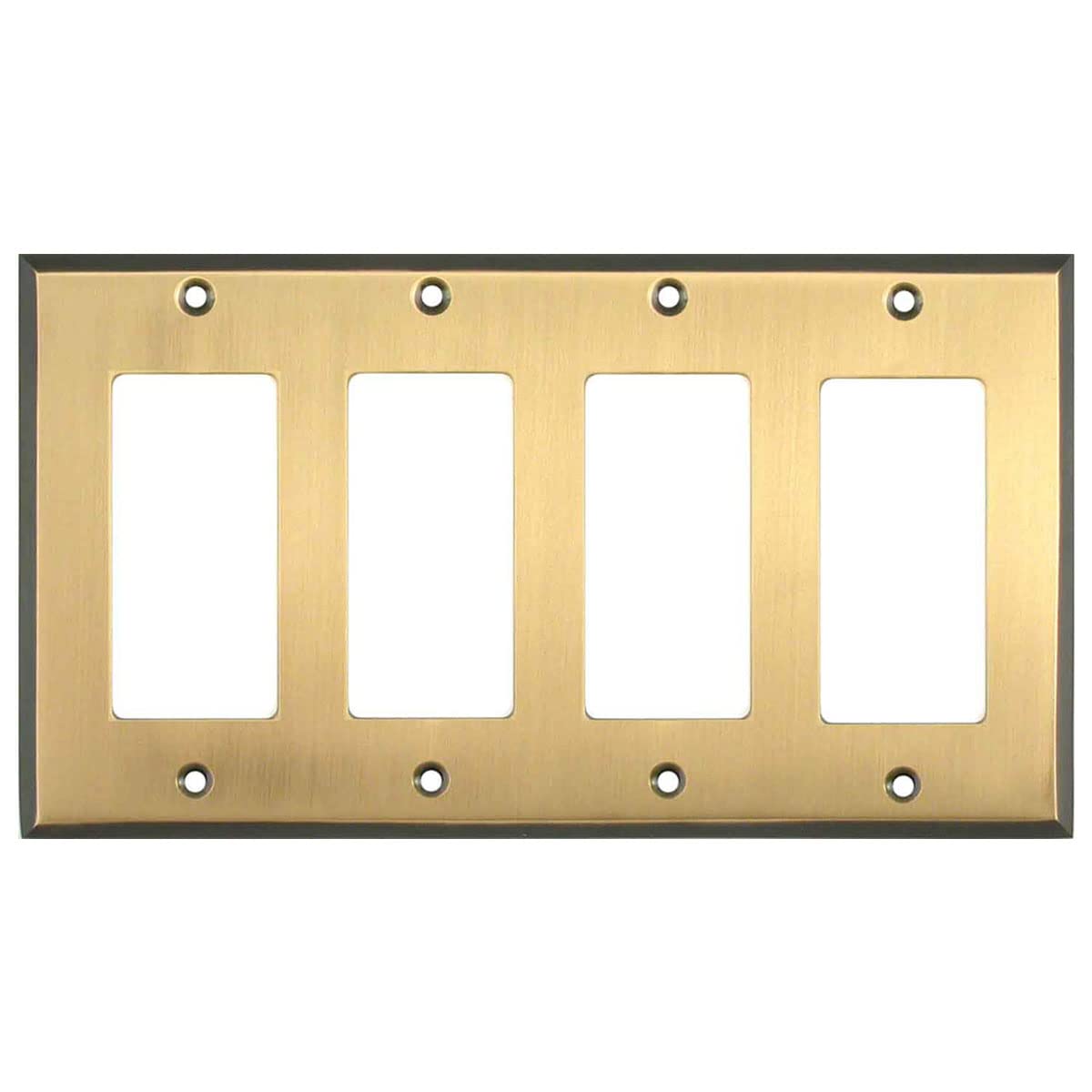 Switch Hits Antique Brass Gold Outlet Wall Plate | 4 GFI Rocker | 8.25" x 4.5" | Hand-Polished Brass Construction | Electrical Switch Plate Cover for