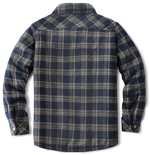 Image of Men's Sherpa Cotton Flannel Shirt Jacket Plaid Button Coat Pocket