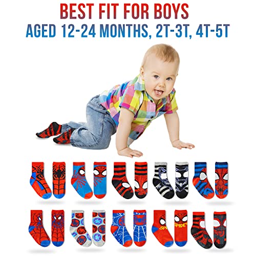 Image of Spiderman Grip Socks, Socks for Toddler Boys, 10 Pack, Spider man Toddler Gripper Socks, Amazing Spiderman Variety Pack