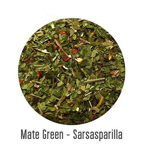 Yerba Mate Green ’Sarsaparilla’ Brasilianischer Mate-Tee 400g | Süß und Erfrischend Mate Tee | mit Sarsaparillablätter, Zitronengras | Hohe Qualität | Stark anregender MateTee | Orangenschalen|