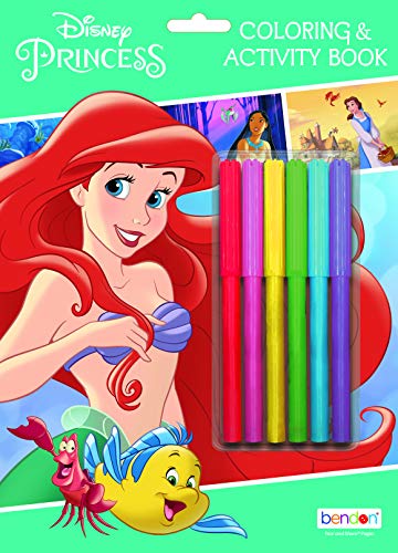 Disney Princess Ariel The Little Mermaid 32-Page Coloring and Activity Book with 6 Markers 44631 Bendon