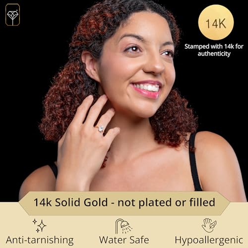 MAX + STONE 3 Carat Oval Cubic Zirconia Solitaire Engagement Ring for Women |Simulated Diamond Ring | 14k Gold Engagement Ring | Yellow Gold CZ Engagement Ring2