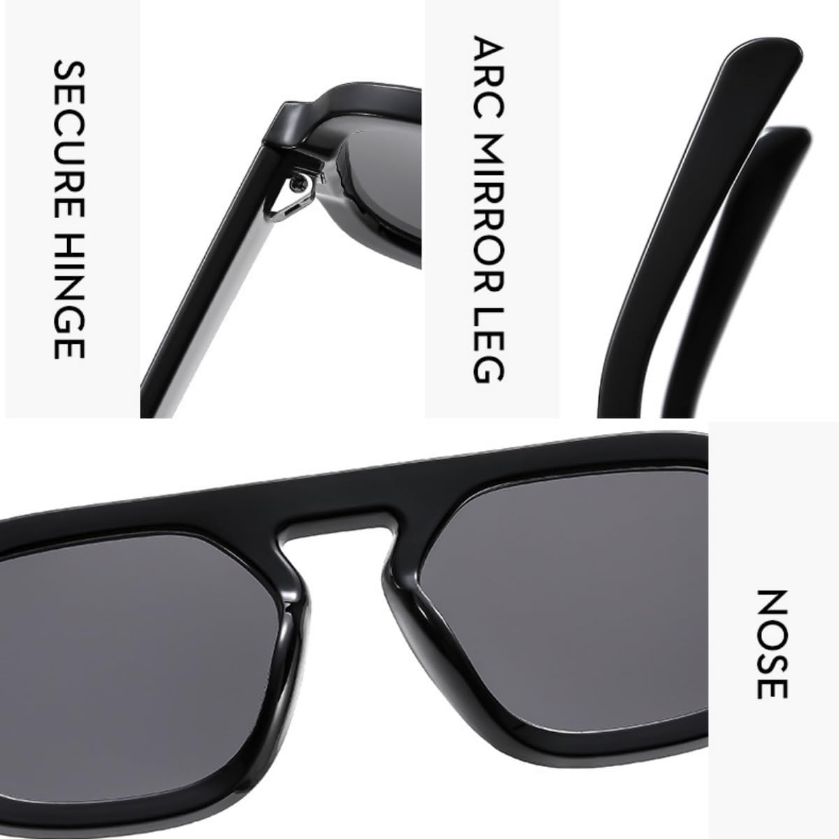 Retro 70s Square Aviator Sunglasses for Women Men Trendy Style Flat Frame Vintage Square Shades - Image 7