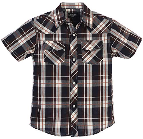 Image of Gioberti Boys Casual Western Plaid Pearl Snap-on Buttons Short Sleeve Shirt