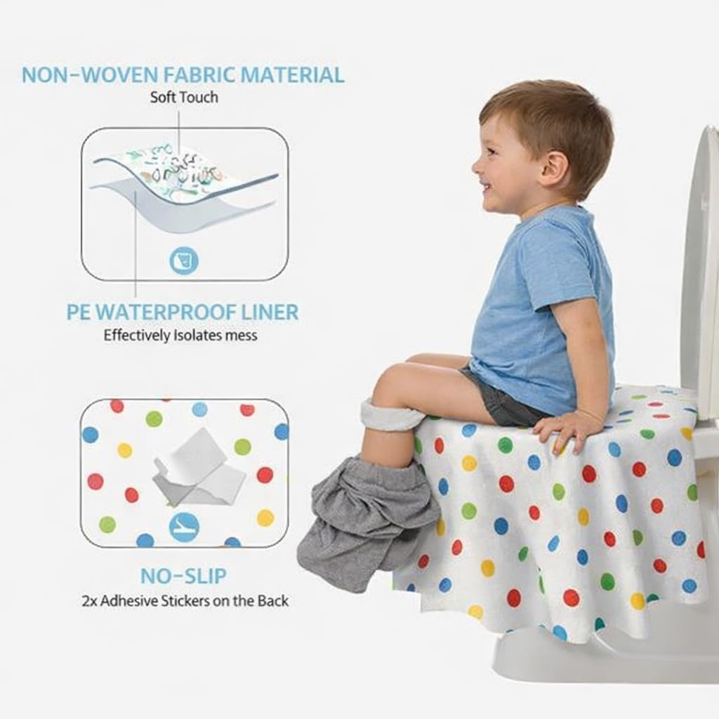 Purple Papers 32 Pcs Baby Training Seat Covers Disposable for Toddlers & Adults, Extra Large Waterproof, Portable Package for Travel, Kids Potty Training