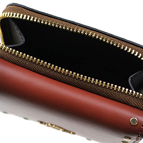 Coach Women's Riley Rivets Small Studded Trifold Wallet Khaki/Terracotta Multi #TOP3