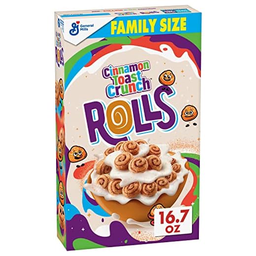 Cereal de rollo crujiente de tostadas de canela, 16 onzas, tamaño familiar