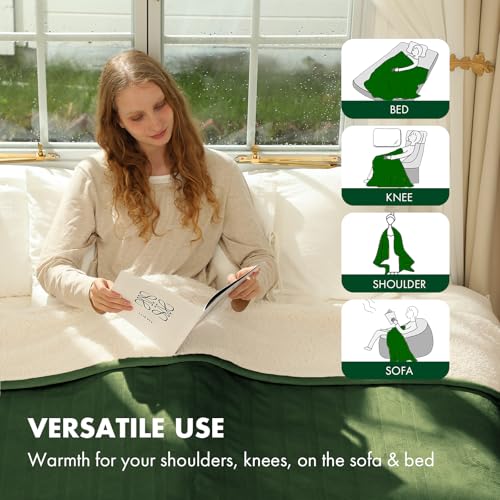 VELLUBAM Full Size Electric Blanket Green, Soft Fast Heating, 1-10H Timer by VELLUBAM - Used condition - Image 6