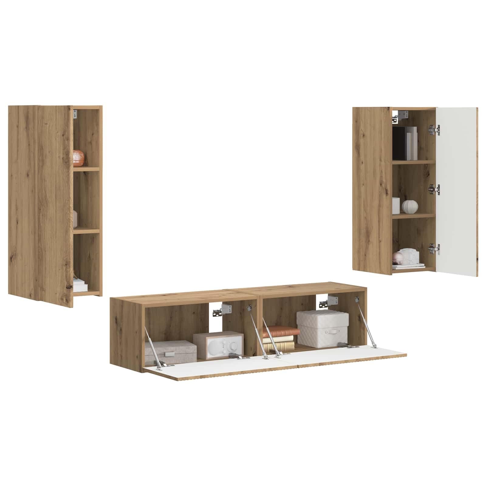 Set di mobili per TV da parete, 2 pezzi, rovere Artisan