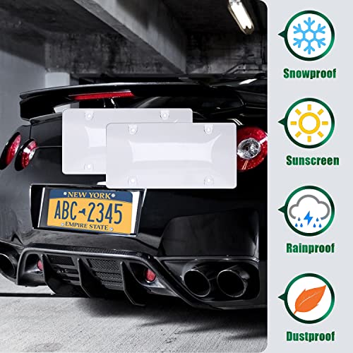 Jddry License Plate Cover Set,Us Vehicle Universal License Plate Cover, Front/Rear License Plates Covers,Bubble Design License Plate Holder With Screws & Caps(Clear,2Pack) #TOP3