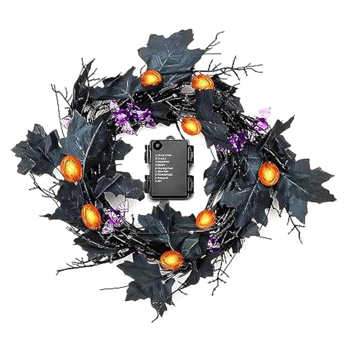 Halloween Lichterkette | LED Dekorationslichter mit Weidenranken und Zweigen,8 Modi Wassergeschützt Batteriebetrieben Deko Girlande Für Wohnzimmer Wand Kamin Balkon Innen Außen Deko