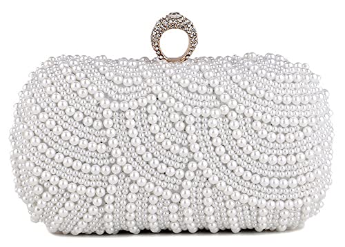 Sac perle embrayage rayé en cristal avec chaîne de mariage détachable
