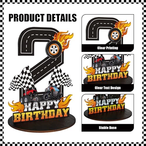 Image of Truck Birthday Number Sign Centerpiece, Truck Wooden Decoration Photo Props for Truck Birthday Decorations (2nd)