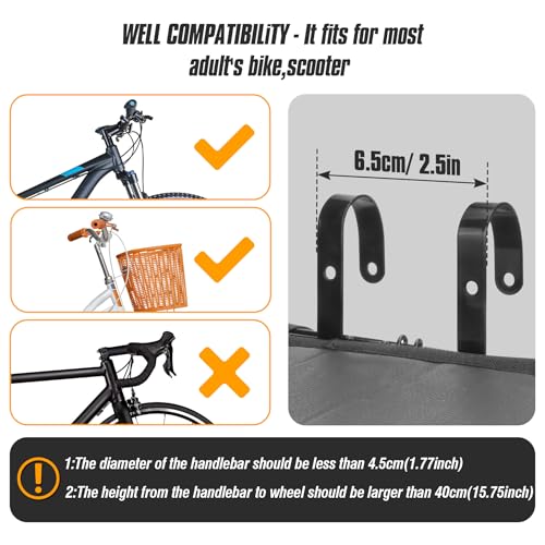 Spesh Faltbarer Fahrradkorb Vorne mit PU-Innensack Abnehmbare Drahtgeflecht Fahrrad Lenkerkorb Hängender Korb für Hund Tragfähigkeit Bis zu 20 kg