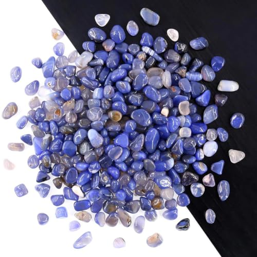 Image of WAYBER Natural Tumbled Agate Quartz Decorative Crystal Pebbles, 1 Lb Blue | Lustrous Polished Finish, Rich Long-Lasting Hues, Toxin-Free Material, Perfect for DIY Crafts & Home Decor