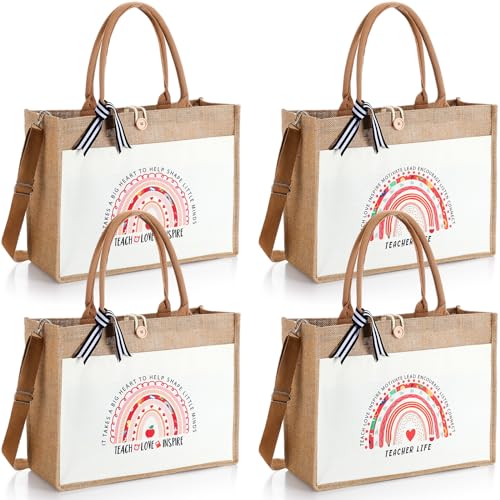 4 Bolsas Tote de Lona para Apreciación de Maestros